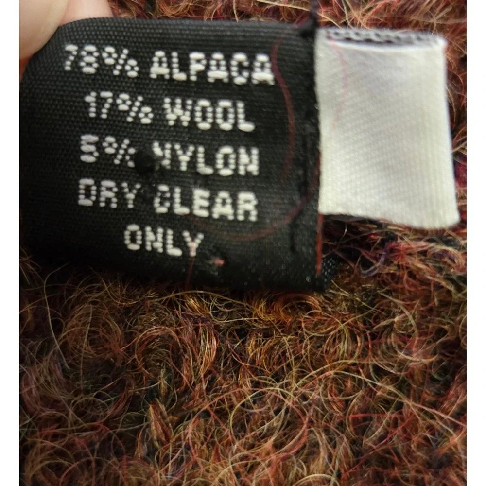 Tabask Handknit Alpaca + Wool Sweater, Cinnamon Brown Bouclé, Made in Peru Sz S - Picture 6 of 11